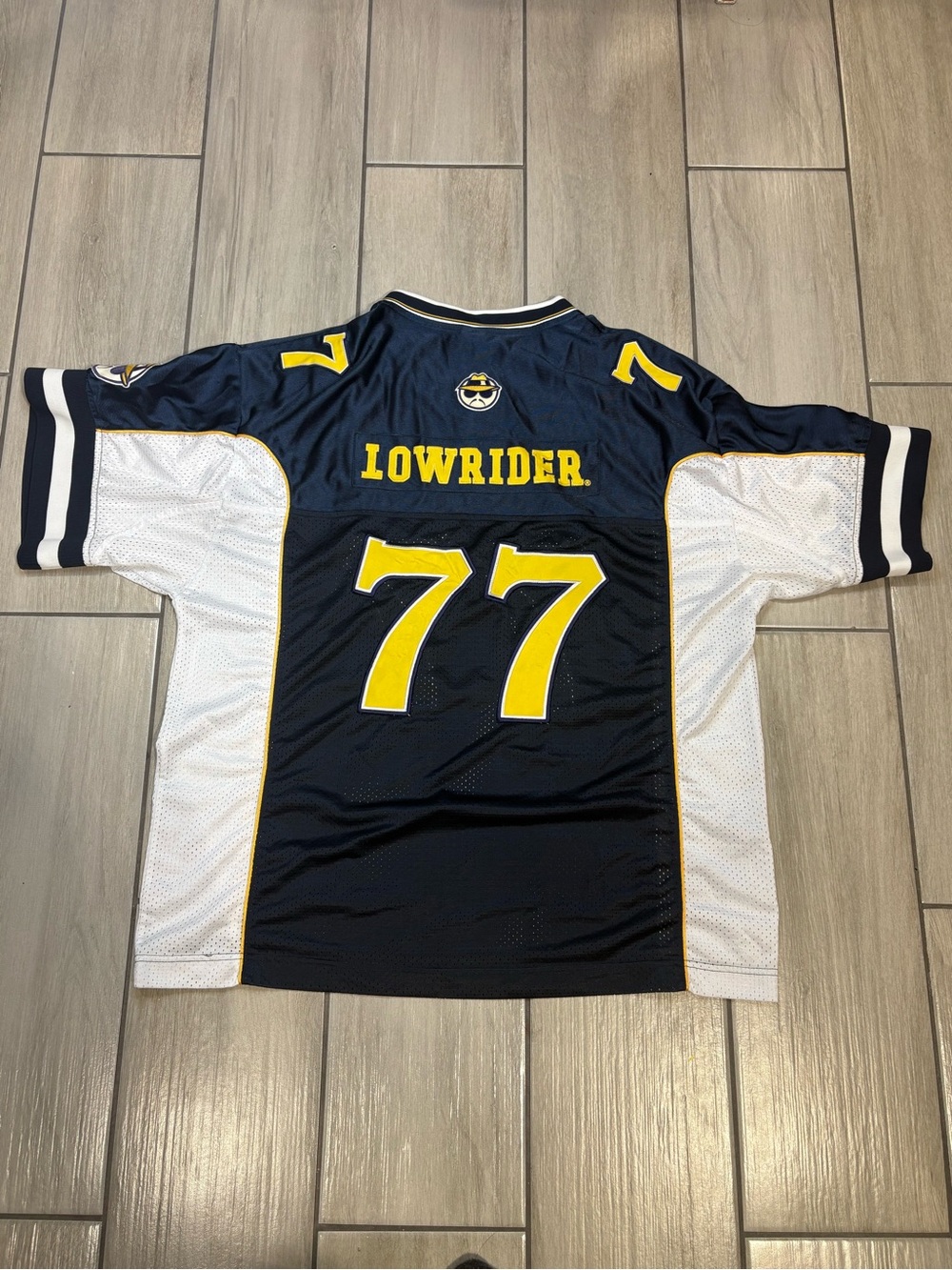 Authentic Lowrider Football 🏈 Jersey 77 Men’s XLarge Navy Blue NFL White Yellow